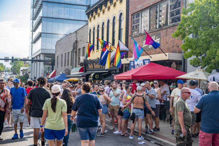 Crowds fill the street at the Lexington Pride Festival