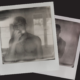Two overlapping Polaroid-style mirror selfies of Cain Culto, shot in black and white with a soft, hazy quality, set against a dark background.