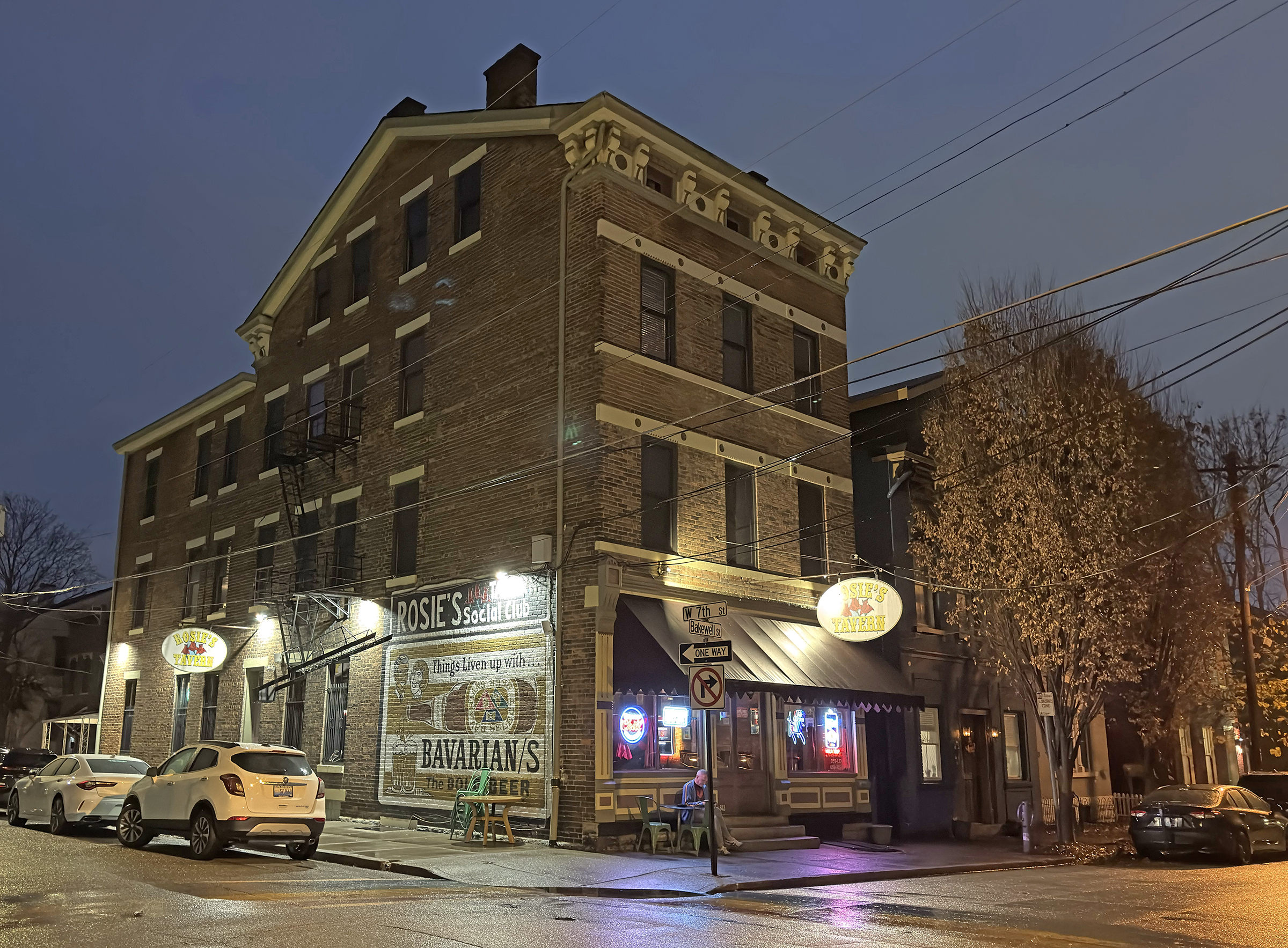 Rosie's Tavern at night