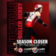 Poster for the Louisville Roller Derby season closer showing a skater in a star helmet and number 42 jersey mid-stride, with Nov. 7 bout times at Triple Crown Pavilion.